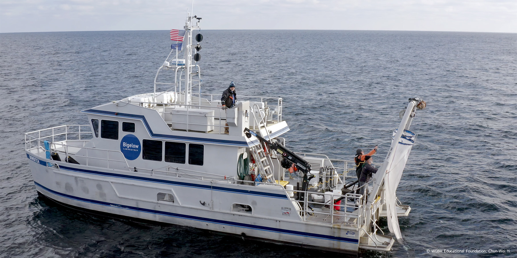 R/V Bowditch with crew members on deck