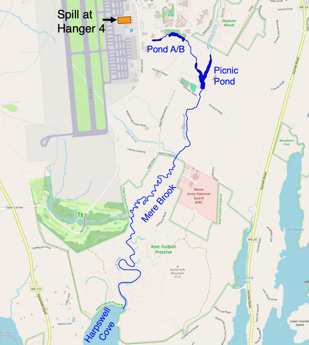 Map of location of PFAS spill. 