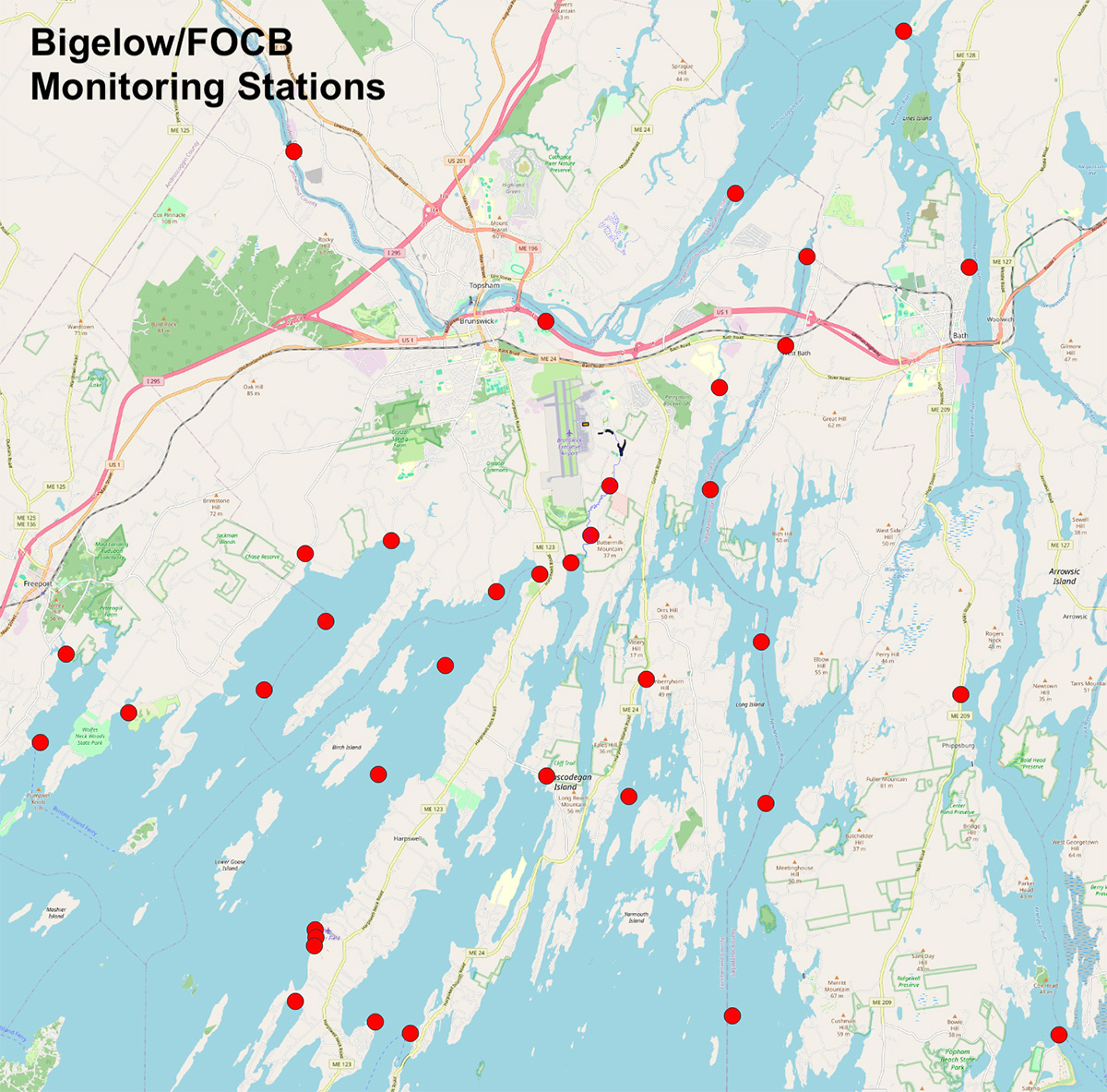 Map of PFAS testing stations. 