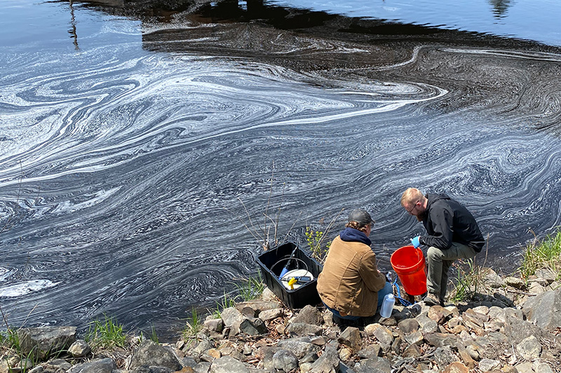 two people collecting 